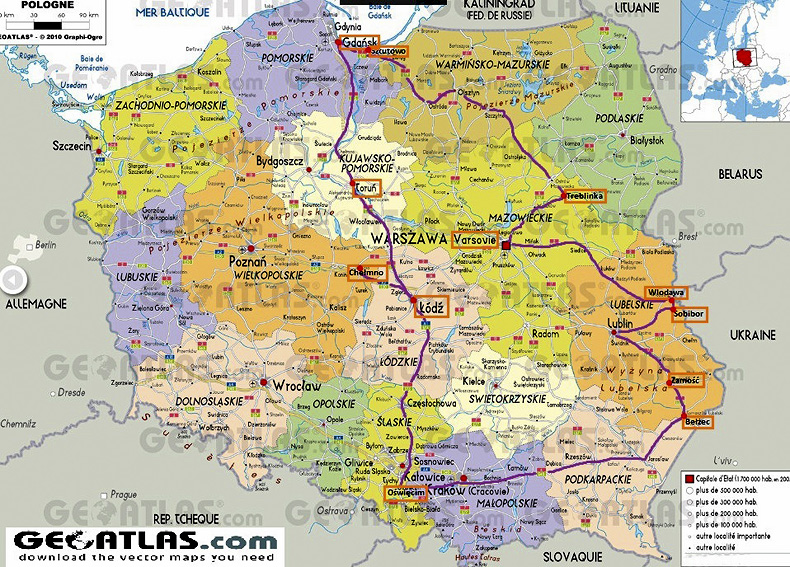 Carte Pologne geoatlas parcours