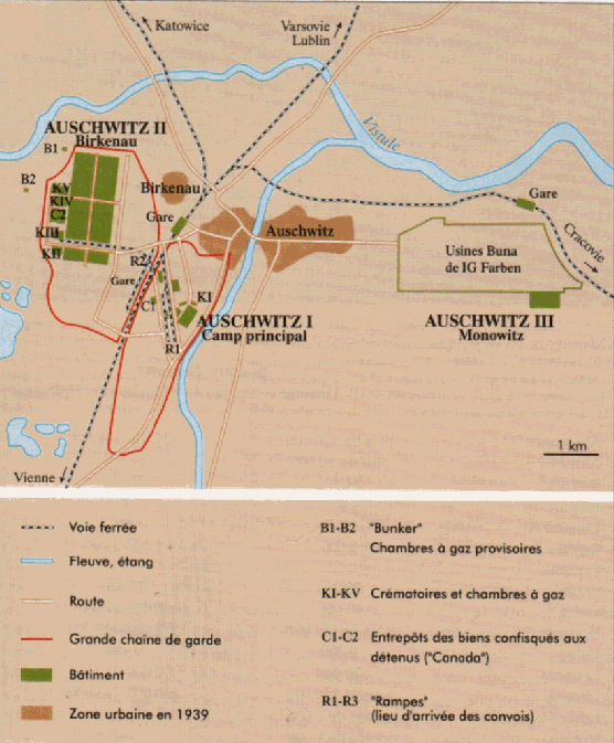 plan carte Auschwitz Birkenau Monowitz Oswiecim 